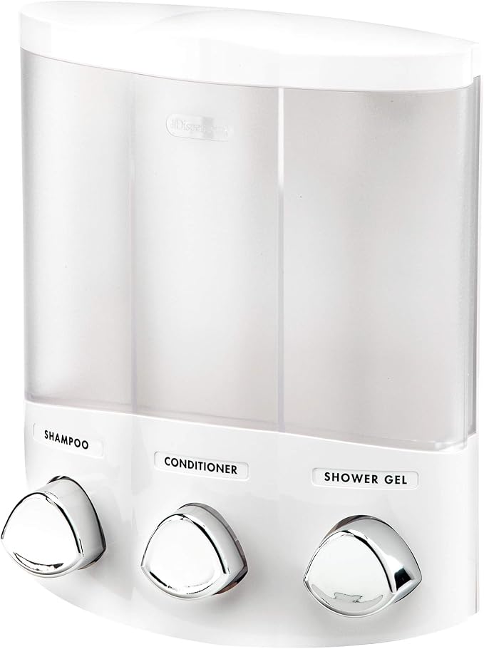 Better Living Products, White 76354 Euro Series Trio 3-Chamber Soap and Shower Dispenser (Pack of 6)