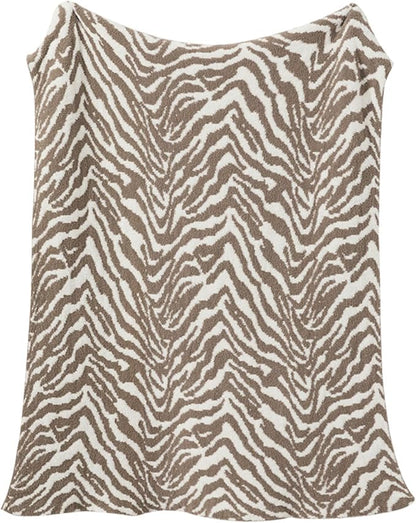 Zebra Throw Blanket 50x70 Beige Fuzzy Fleece Blankets for Couch Bed or Sofa, Soft Fluffy Cozy Thick Warm Blanket for Women, All Seasons