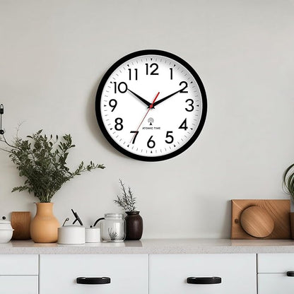 DAXSMY Atomic Wall Clock Analog 12 Inch Battery Operated Modern Decorative for Living Room Kitchen Office Bedroom Bathroom(Black)