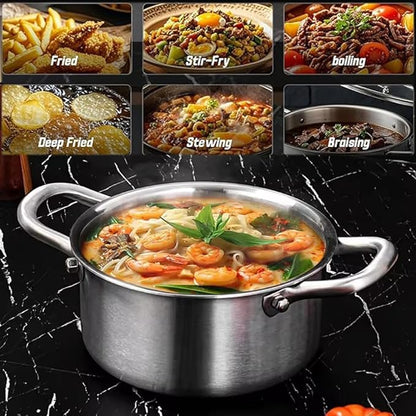 Hybrid Nonstick 8-Quart Stockpot,Stainless Steel Stock Pot with Glass Lid,Induction Soup Pot Compatible with All Cooktops,Dishwasher & Oven Safe