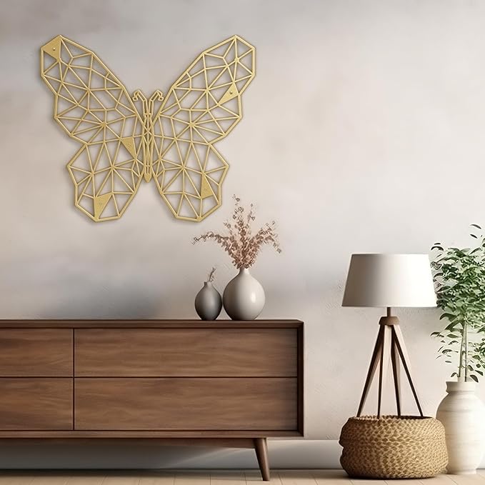 SIGNLEADER Metal Wall Art Decor The Butterfly Effect Modern Abstract Wall Sculpture Hangings Home Decoration for Living Room, Bedroom, Bathroom, Kitchen, Outdoor - 18" Gold