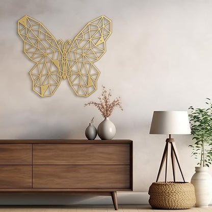 SIGNLEADER Metal Wall Art Decor The Butterfly Effect Modern Abstract Wall Sculpture Hangings Home Decoration for Living Room, Bedroom, Bathroom, Kitchen, Outdoor - 18" Gold