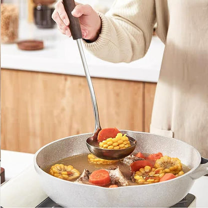 FJNATINH Cooking Utensils - Spatula, Ladle, Skimmer Spoon, Slotted Spatula - 4 Pieces Stainless Steel Wok Utensils Set for Carbon Steel
