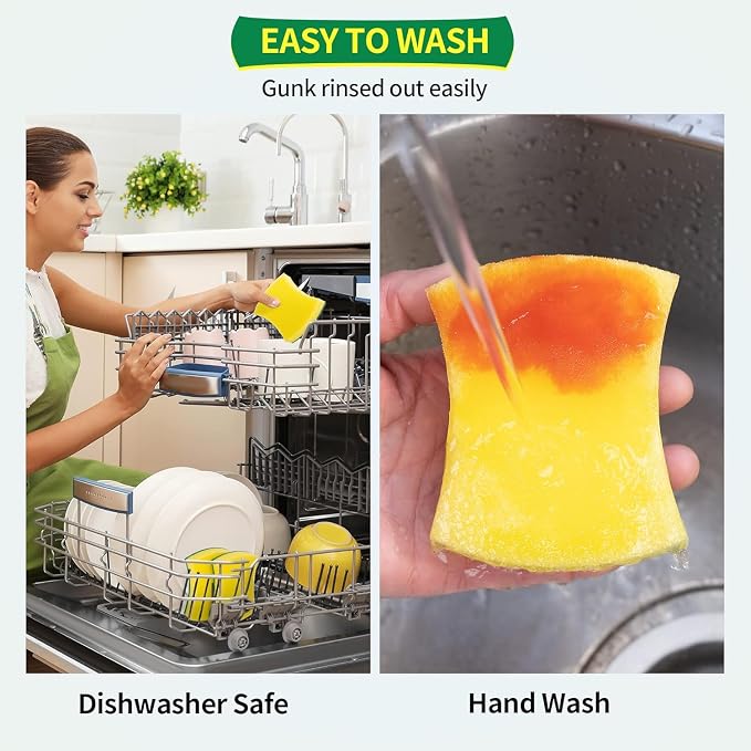Sponges Kitchen, Heavy Duty Dish Sponge 60 Pack, Scrub Cleaning Sponge for Dishes, Non-Coated Cookware, Sink & Countertops, Multipurpose Cleaning Supplies for Home, Kitchen & Bathroom