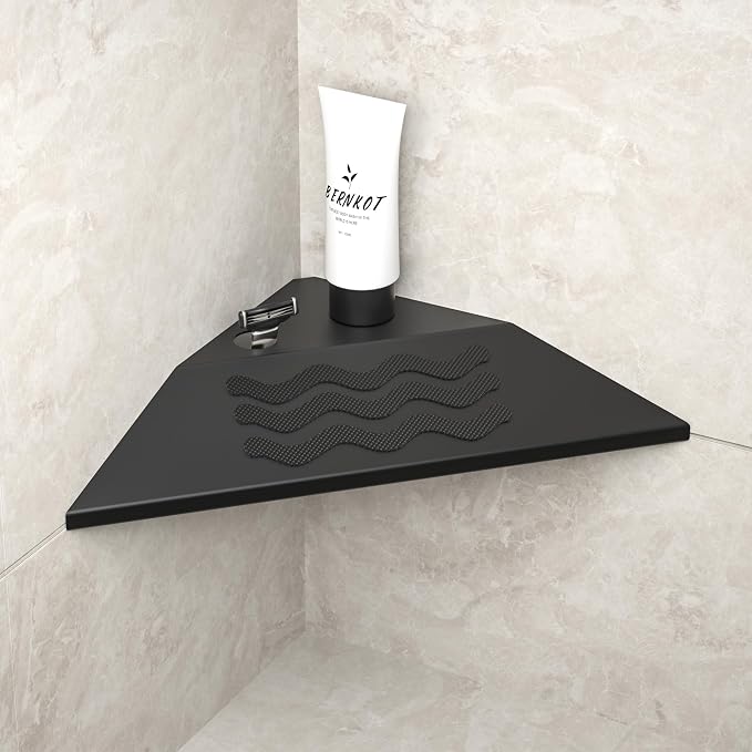 10'' Corner Foot Rest for Shaving Legs, 304 Stainless Steel Grout in Footrest with Shaving Holder, Recessed Designed Foot Ledge for Bathroom Shower