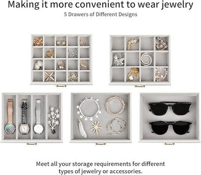 Jewelry Box with Mirror, White - Large Jewelry Organizer and Storage for Women