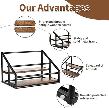 YQBRAO 2-Tier Coffee Syrup Organizer - 8 Bottle Rack for Coffee Bar, Kitchen Station - Stand and Holder for Syrup, Wine, Dressing