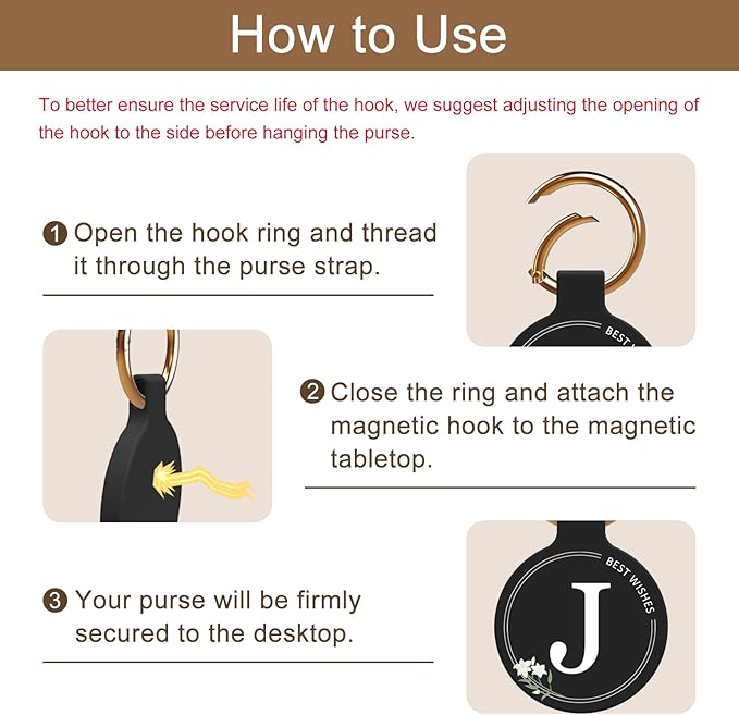 Magnetic Purse Holder - Handbag Hanger with Strong Magnetism, Beautiful Lily Hook for Women, Valentine's Day Gift, Suitable for Table, Locker Room, Restroom