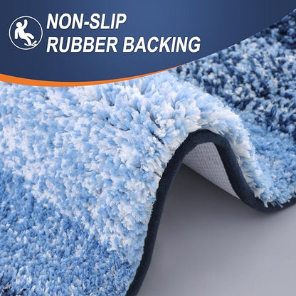 OLANLY Bathroom Runner Rugs Mat 47x24, Extra Soft Absorbent Microfiber Bath Rugs, Rubber Backing, Quick Dry, Washable Long Bath Mats for Bathroom Floor, Tub and Shower, Home Decor Accessories, Navy