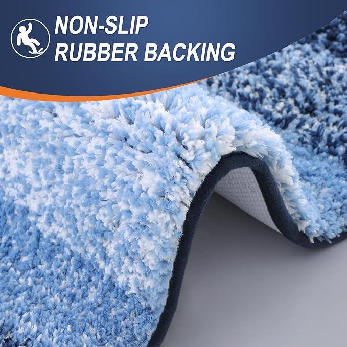 OLANLY Large Bathroom Rugs Mat 50x30, Extra Soft Absorbent Microfiber Bath Rugs, Rubber Backing, Quick Dry, Machine Washable Bath Mats for Bathroom Floor, Tub and Shower, Home Decor Accessories, Navy