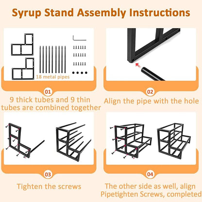 Expandable Coffee Syrup Organizer, 6-12 Bottles Syrup Rack, Coffee Bar Organizer, Adjustable Width for Coffee Bar Storage Shelves for Syrup, Wine, Dressing