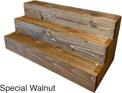 Handmade Tiered Display Shelving - Three Tier Bar Display - Bar Organizer - Liquor Bottle Display (42" without Back, Special Walnut)