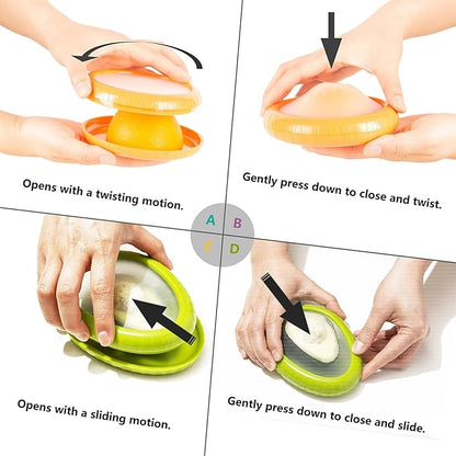 SOOPLEU Avocado Saver & Onion Storage – 4-Pack Reusable Produce Containers for Fridge – Help Reduce Food Waste Keepers for Tomato, Garlic, Lemon, and Cut Fruits