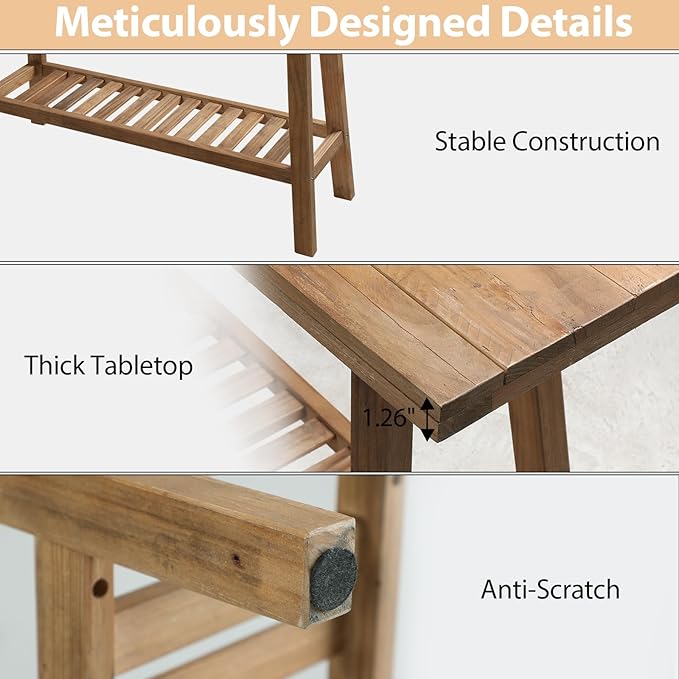Reclaimed Solid Wood Console Table, 59" Long Farmhouse Entryway Tables, Rectangular Couch Table Behind Sofa, 2 Tiers Accent Tables for Hallway, Entrance, Foyer, Living Room