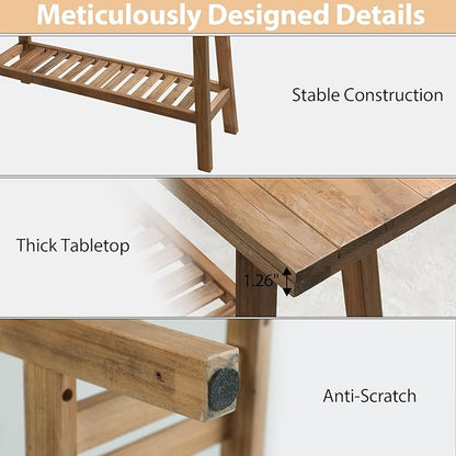 Reclaimed Solid Wood Console Table, 43.3" Farmhouse Entryway Table, Narrow Couch Tables Behind Sofa, 2 Tiers Accent Tables for Hallway, Entrance, Foyer, Living Room