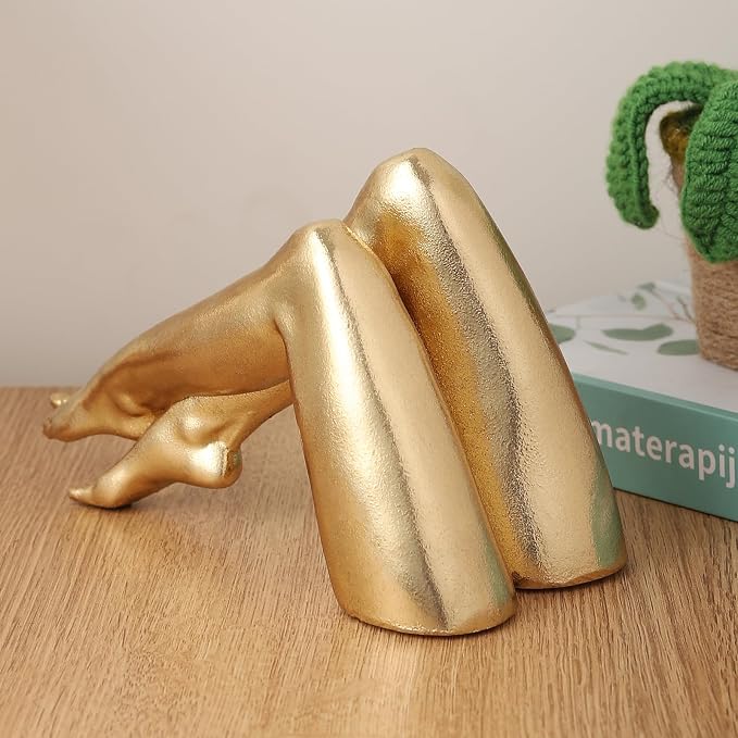 Golden Legs Sculpture Elegant Resin Home Decor Legs Statues Versatile Indoor/Outdoor Ornament, Bedroom, Office Desktop, Cabinets, Perfect (Bowed Leg)
