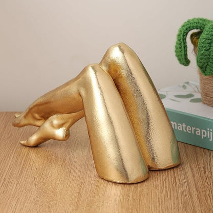 Golden Legs Sculpture Elegant Resin Home Decor Legs Statues Versatile Indoor/Outdoor Ornament, Bedroom, Office Desktop, Cabinets, Perfect (Bowed Leg)