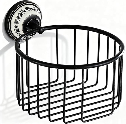 Toilet Paper Holder Basket, NEWRAIN Wall Mounted Brass Toilet Roll Holder, Oil Rubbed Bronze Toilet Paper Storage Rack, Vintage Bathroom Decor