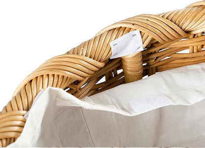 The Basket Lady Round Wicker Hamper | Wicker Laundry Hamper Nested Set of 2 Sandstone