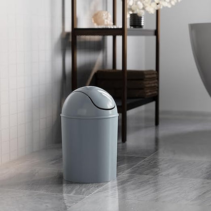 Umbra 1.25 Gallon Mini Waste Can with Removable Swing-Top Lid - Small Garbage Bin for Kitchen, Bathroom, Bedroom, Office - Compact Trash Can Fit Under Tables & Counters - Steel Blue
