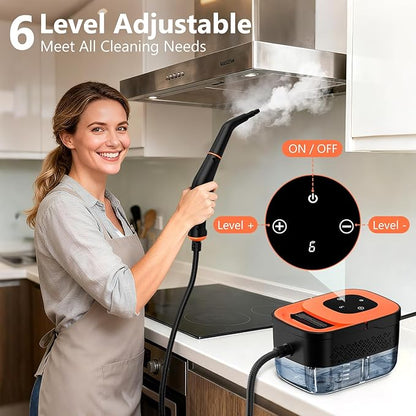 Steam Cleaner, Portable Steamer for Cleaning with 16pcs Accessories, 6-Level Adjustable and 15s Heat-Up, Handheld Steam Cleaner for Home, Tile, Dirt, Grout, Grease, Car Detailing