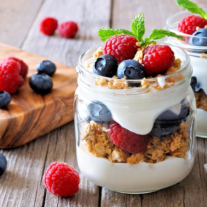SHOWIN Overnight Oats Containers with Lids, 16oz Glass Jars with Lids 8 pcs, Apricot, Wide Mouth Mason jars for Salad, Yogurt, Snacks, Meal Prep