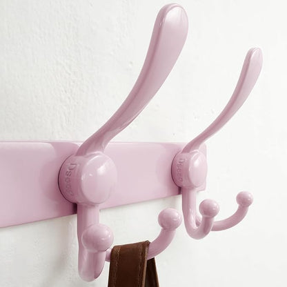 Dseap Coat Rack Wall Mount 2.0 Pro: Heavy Duty 300% Thicker, 16" Stud Mount, Stainless Steel Wall Coat Hooks Hanger for Clothes Jackets Hats Entryway Closet, MaxStrong Series, Pink