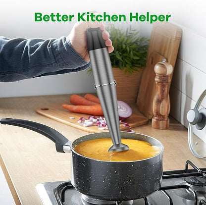 Turelar Immersion Blender Handheld Corded Hand Blenders Set 1100W, Trigger Variable Speed 5 in 1 Stick Emulsifier with Chopper, Whisk and Frother for Soup, Baby Food and Smoothies,Black