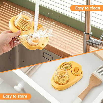 Egg Slicer for Hard Boiled Eggs 3 In 1, 3 Slicing Modes Eggs Dicer, Stainless Steel Egg Cutter, Kitchen Chopper Tool for Egg, Butter, Strawberry, Tomato, Mushroom, and Grape, Dishwasher Safe (yellow)