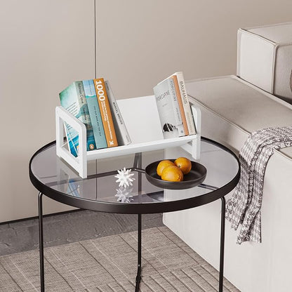ELITEROO Mini Bookshelf for Desk, Desktop Bookcase, Single Cookbook Shelf, Tabletop Book Storage Rack, Tiny Book Organizer for Book Display & Storage, White