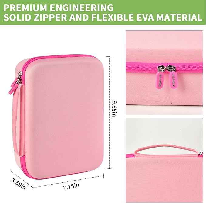Case Compatible with DYMO LetraTag LT-100H Handheld Label Maker Machine, Holder for Labeler Makers Printer Machine & Labeling Tapes Refills, with Mesh Pocket for Accessories- (Pink)