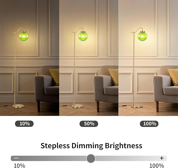 MAYNA Bedroom Floor Lamp, Modern Green Shade, 67" Tall, Suitable for Bedroom, Study, Office (Includes 2700K Bulb) (Gold and Green)