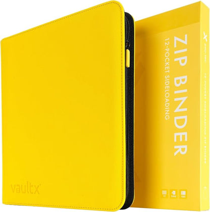 Vault X 12 Pocket Zip Binder, 480 Cards, Exo-Tec Material, 20 Side-Loading Pages (Yellow)
