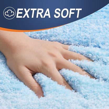 OLANLY Large Bathroom Rugs Mat 44x32, Extra Soft Absorbent Microfiber Bath Rugs, Rubber Backing, Quick Dry, Machine Washable Bath Mats for Bathroom, Tub and Shower, Home Decor Accessories, Sky Blue