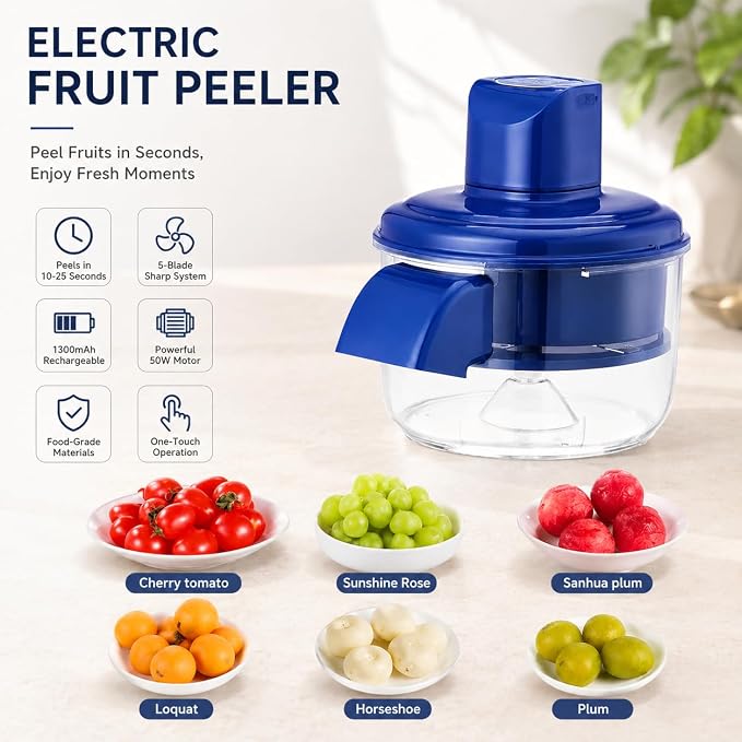 Electric Grape Peeling Machine, Garlic Peeler Machine, Automatic Fruit Peeling Tool, Rechargeable Home Kitchen Peeler Essentials Accessories, Commercial Smart Fruit Machines