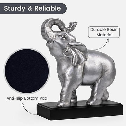 MXARLTR Elephant Book Ends Decorative, Bookends for Shelves, Book Ends for Heavy Books with Anti-Slip Pad for Book Lovers Heavy Book Holder for Home Office Decor (Silver)