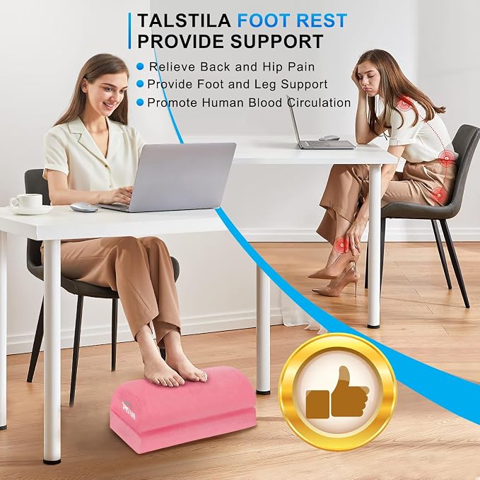 TALSTILA Foot Rest for Under Desk at Work, Under Desk Footrest, Ergonomic 2 Adjustable Heights Footrest, Footrest with Feet Warm Pocket, for Office Desk & Office Chair…