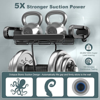 JOTPE Shower Caddy Suction Cup, Expandable Suction Shower Shelf with Large Capacity, Heavy Duty Shower Organizer Powerful Max Hold 22lbs, Removable Waterproof Metal Basket for Bathroom Kitchen Storage