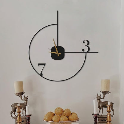 Dekory Minimalist Oversized Wall Clock 36-Inch – Black Metal, Silent Non-Ticking Quartz, Sleek Contemporary Design for Living Room, Entryway, Office