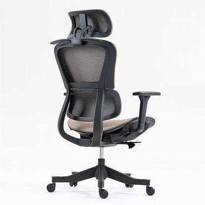 Ergonomic Office Chair with Independent Lumbar Support, Adjustable Height & 360° Swivel for Home Office Workstation (Brown)