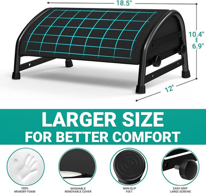 YEASHEIN Adjustable Foot Rest for Under Desk at Work, Ergonomic Foot Stools with 7 Positions, Elevated Cushion Under Desk Footrest with Metal Frame, Leg Rest Used for Home, Car, PC Gaming Accessories