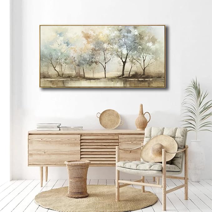 VHMING Abstract Wall Art Artwork Retro Trees Pictures Decor Canvas Painting Framed Ready to Hang Living Room Bedroom and Office Wall Decor 30x60 Inch