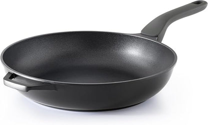 PRICUSIS Nonstick Frying Pan, 8/10/12 Inch Skillet with Stay Cool Handle, Fully Coated, Induction Compatible & Oven Safe, 100% Dishwasher Safe, PTFE & PFOA Free（12 Inch, Black Sesame）