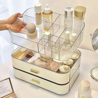 Stackable Makeup Organizer Drawers, Bathroom Vanity Organizers and Storage, Ideal for Desk and Dresser Countertops, Great for Cosmetics, Skincare, Lipsticks, Nail Care, Cream