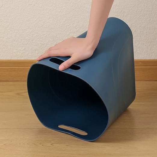 rejomiik Small Trash Can, 3.5 Gallon Slim Garbage Can Plastic Waste Basket with Handles Container Bin for Narrow Spaces Bathroom, Bedroom, Kitchen, Office at Home, Teal Blue