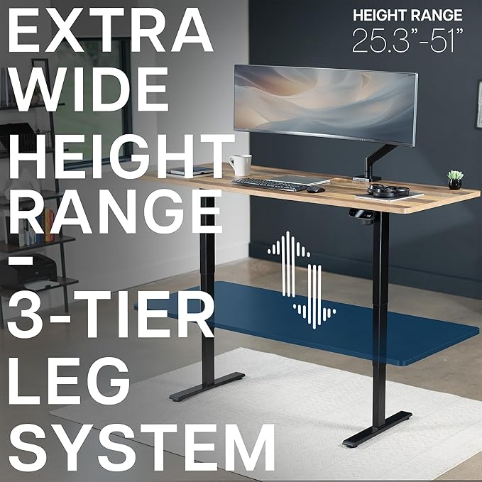 VIVO Electric 71 x 30 in Standing Desk, Touch Screen Adjustment, 220 lb Frame Support, 2E Series, Reclaimed Wood Top Black Frame, DESK-KIT-2E71P