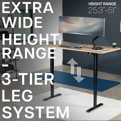 VIVO Electric 71 x 30 in Standing Desk, Touch Screen Adjustment, 220 lb Frame Support, 2E Series, Reclaimed Wood Top Black Frame, DESK-KIT-2E71P