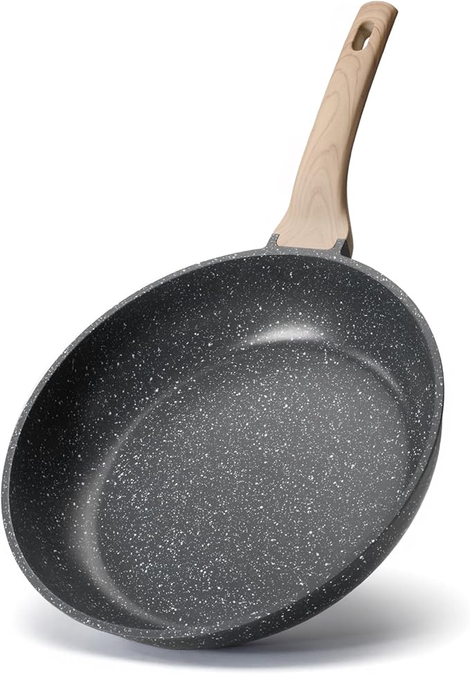 12 inch Nonstick Frying Pan Skillet, Non Stick Granite Fry Pans, Omelette Pan, Egg Frying Pan with Heat-Resistant Handle, Requires Installation, PFOA Free Chef's Pan, Induction Compatible