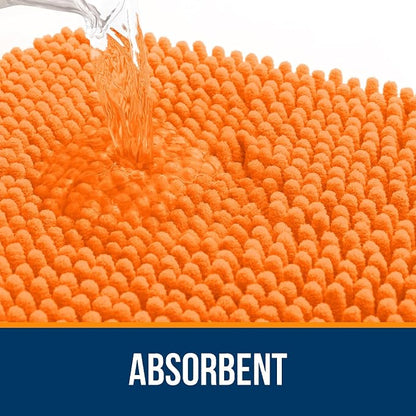 OLANLY Bathroom Runner Rugs 47x20, Extra Soft Absorbent Chenille Bath Rugs, Rubber Backing Quick Dry, Machine Washable Long Bath Mats for Bathroom Floor, Tub and Shower, Home Decor Accessories, Orange