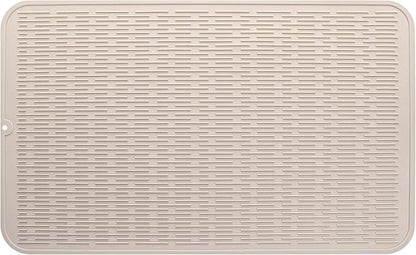 Silicone Dish Drying Mat for Multiple Usage,Easy clean,Eco-friendly,Heat-resistant Silicone Mat for Kitchen Counter or Sink,Refrigerator or Drawer Liner Tapioca 3XL 28 inches x 18 inches